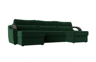П-образный диван Форсайт Велюр Зеленый