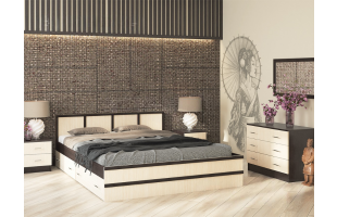 Кровать Сакура Баер 1,4м венге/сонома с ящиками