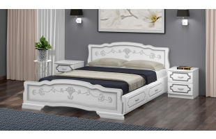 Кровать Карина-6 1,8 белый жемчуг с 2 выдвижными ящиками