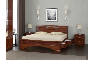 Кровать Елена-3 1,4 орех с 2 выдвижными ящиками