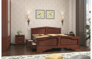 Кровать Елена 0,8 орех с выдвижными ящиками