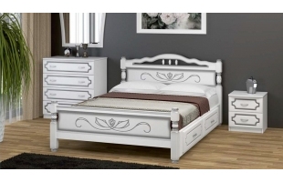Кровать Карина-5 0,9 белый жемчуг с 2 выдвижными ящиками