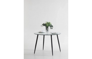 Стол кухонный Марс белый жемчуг (опоры черные матовые)