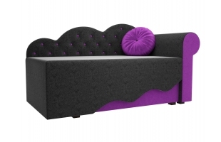 Детский диван Тедди-1 Микровельвет черный\фиолетовый