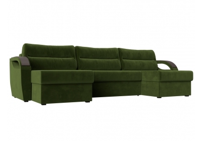 П-образный диван Форсайт Микровельвет Зеленый