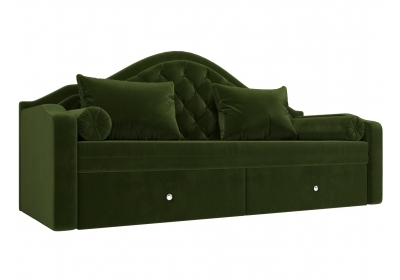 Прямой диван софа Сойер Микровельвет Зеленый