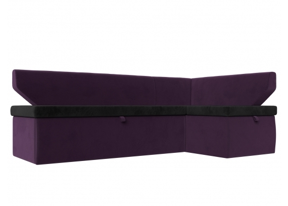 Кухонный угловой диван Омура Велюр черный\фиолетовый