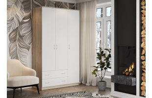 Шкаф 3-створчатый Комфорт-10 дуб сонома/белый гладкий