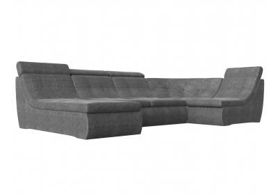 П-образный модульный диван Холидей Люкс Рогожка Серый