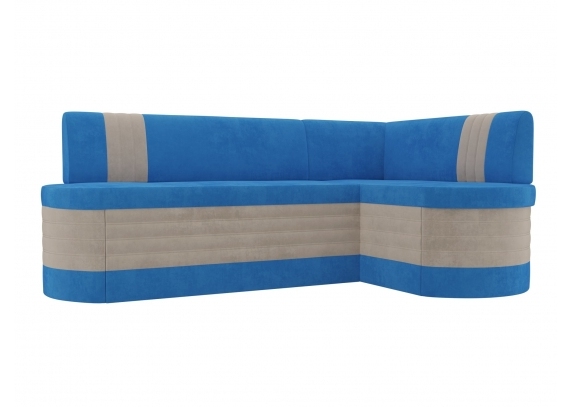 Кухонный угловой диван Токио Велюр голубой\бежевый