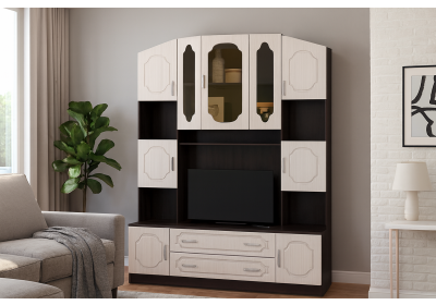 Центральная секция Макарена МДФ ТВ-312 Стендмебель венге/дуб беленый