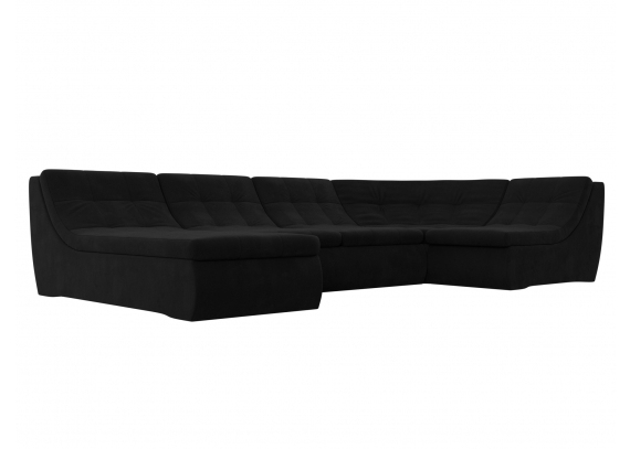 П-образный модульный диван Холидей Микровельвет Черный