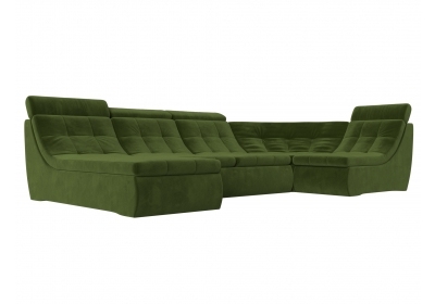 П-образный модульный диван Холидей Люкс Микровельвет Зеленый