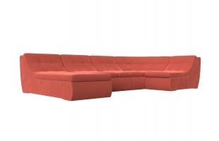 П-образный модульный диван Холидей Микровельвет Коралловый