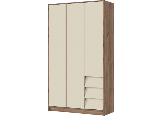 Шкаф 3-створчатый Рейн ШК-02 Кашемир/Дуб крафт табачный