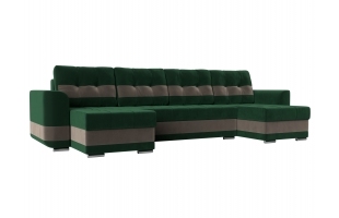 П-образный диван Честер Велюр зеленый\коричневый