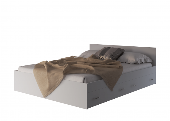 Кровать Стандарт 1,4м белый с ящиками