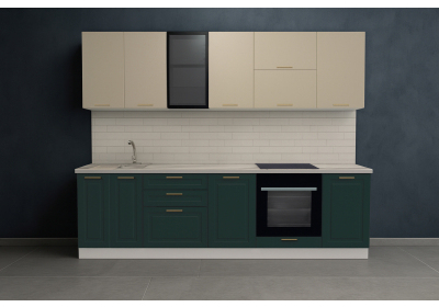 Модульная кухня Калипсо Белый / Зеленый Салерно / Бежевый Бает 2,7 м
