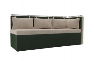 Кухонный диван Метро с углом Велюр бежевый\зеленый