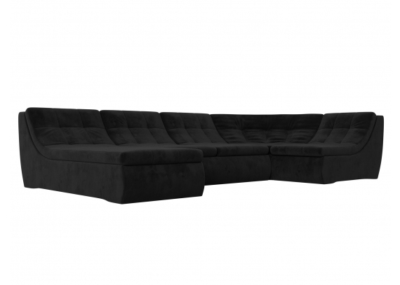 П-образный модульный диван Холидей Велюр Черный