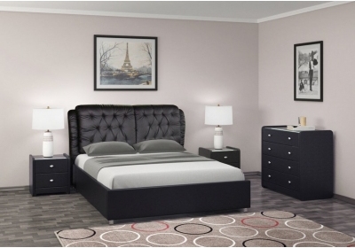 Кровать интерьерная Монте с подъемным механизмом 1600 экокожа черный