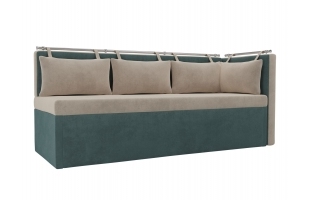 Кухонный диван Метро с углом Велюр бежевый\бирюзовый
