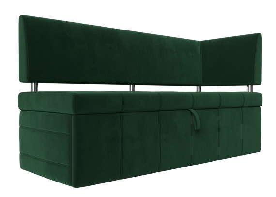 Кухонный прямой диван Стоун с углом правый Велюр Зеленый