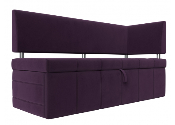 Кухонный прямой диван Стоун с углом правый Велюр Фиолетовый