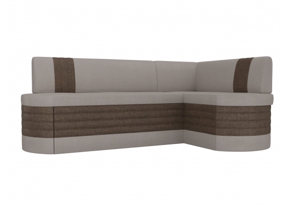 Кухонный угловой диван Токио Рогожка бежевый\коричневый