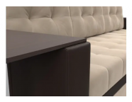 Угловой диван Атланта М Бежевый/Коричневый (Велюр/Экокожа) выставочный образец