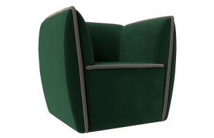 Кресло Бергамо Велюр зеленый\коричневый