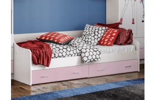 Кровать детская Вега Fashion 0,9м белый/розовый с ящиками