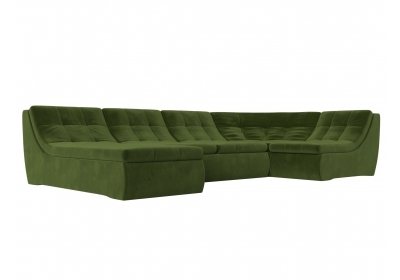 П-образный модульный диван Холидей Микровельвет Зеленый