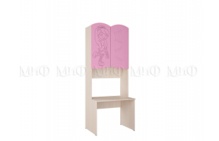 Стол с надстройкой Юниор-3 дуб беленый/розовый металлик