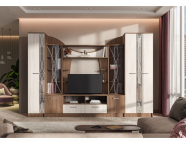 Модульная гостиная Ольбия Ясень шимо темный/Ясень шимо светлый ( шкаф/пенал)