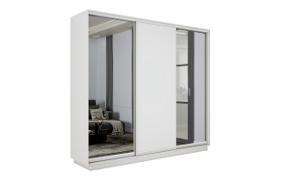 Шкаф-купе Экспресс-2 1800х2200х450 Белый снег (Зеркало/ДСП/зеркало)