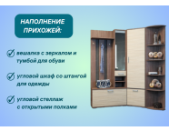 Прихожая Ника 1,61х1,06м ясень шимо темный/ясень шимо светлый