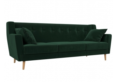 Прямой диван Брайтон 3 Велюр Зеленый