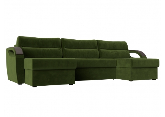 П-образный диван Форсайт Микровельвет Зеленый