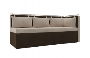 Кухонный диван Метро с углом Велюр бежевый\коричневый