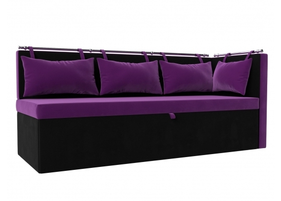 Кухонный диван Метро с углом справа Микровельвет Фиолетовый\Черный