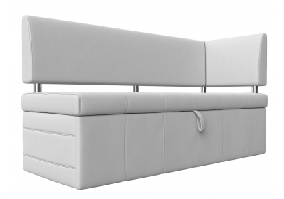 Кухонный прямой диван Стоун с углом правый Экокожа Белый