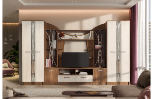 Модульная гостиная Ольбия Ясень шимо темный/Ясень шимо светлый ( 2 шкафа ) 
