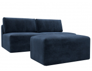Диван прямой модульный с пуфом Лига-060 НПБ Велюр TOWER 13 синий