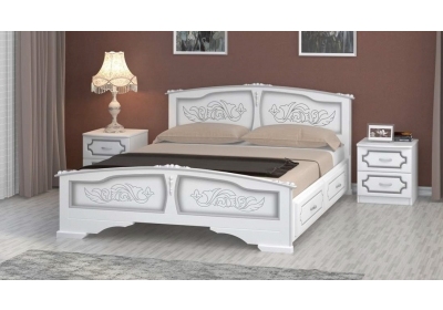 Кровать Елена белый жемчуг с 2 выдвижными ящиками 1400