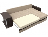 Угловой диван Атланта М Бежевый/Коричневый (Велюр/Экокожа) выставочный образец