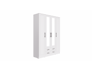 Шкаф 4-створчатый Ривьера с зеркалом 1,6 Белый гладкий