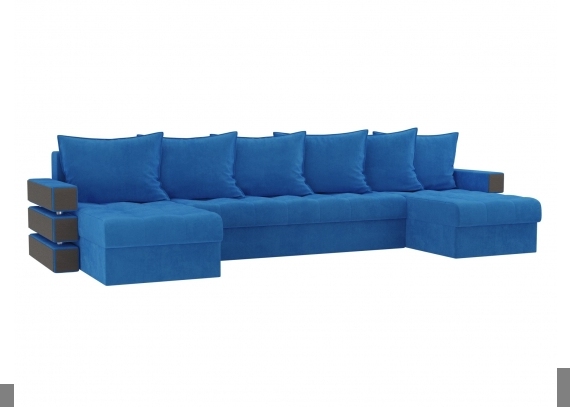 П-образный диван Венеция Велюр Голубой