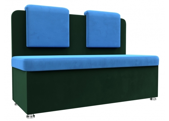 Кухонный прямой диван Маккон 2-х местный Велюр Голубой\Зеленый
