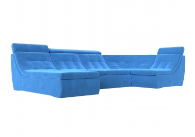 П-образный модульный диван Холидей Люкс Велюр Голубой